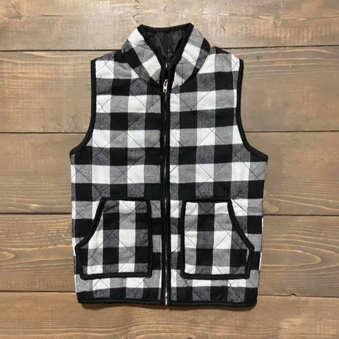 Wednesday Plaid Vest  Black and White Checkered Sweater Vest